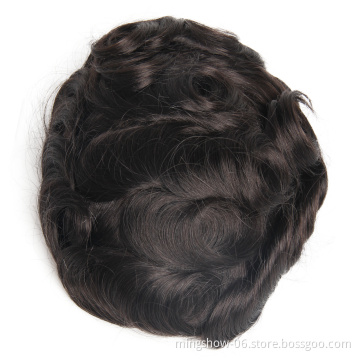 Cheap Natural Black Hand Tied Mono Filament Base Mens Toupee